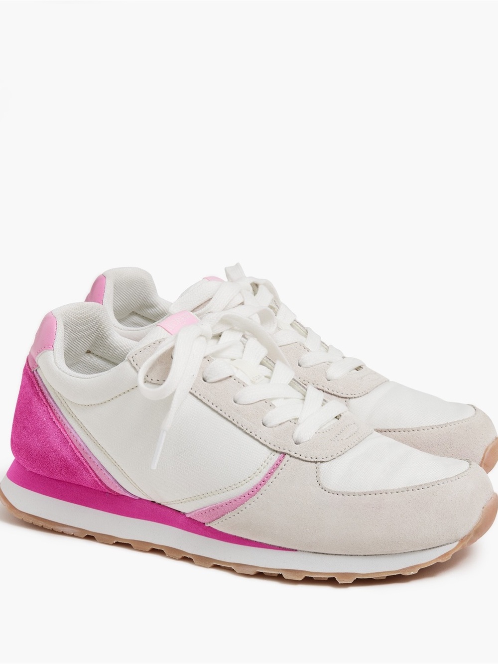 J. Crew White Sneakers with Pink Accents
